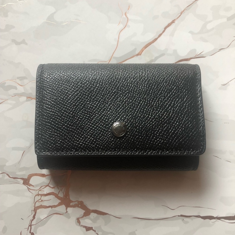 Coach Key Holder Black Leather w/ Gunmetal HW
